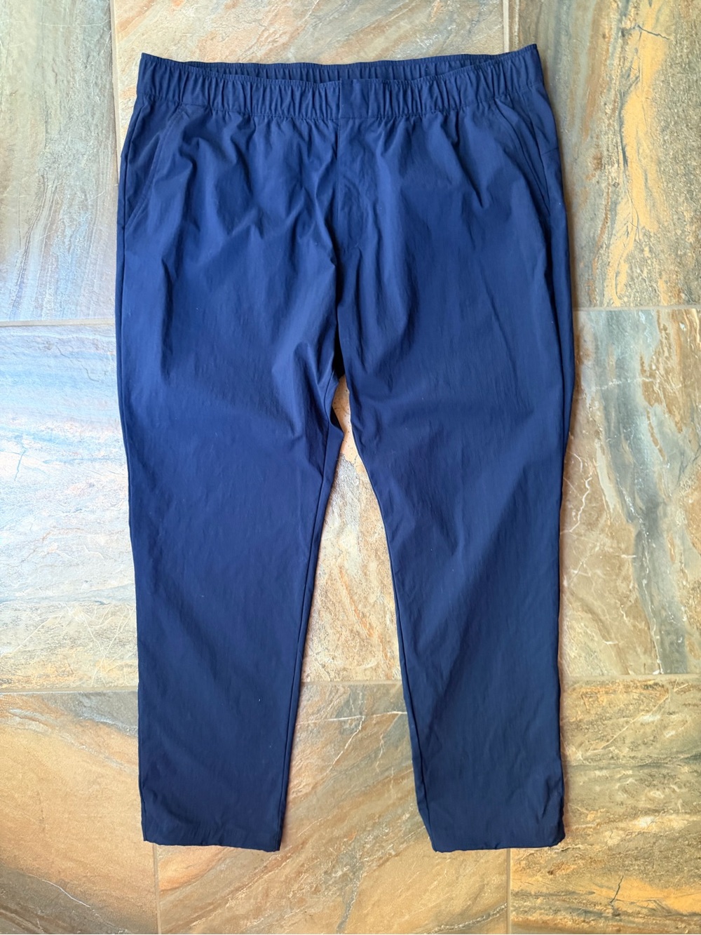 adidas Men's Navy Blue Lightweight Ripstop Trail Pants Elastic Waist US 2XL